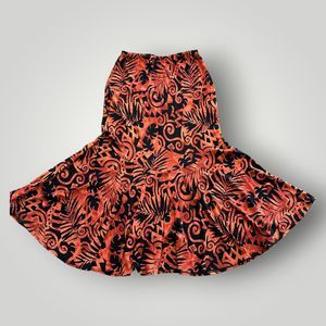 Coldwater Creek Women's M Orange Black Tribal Palm Print MERMAID Hem Maxi Skirt